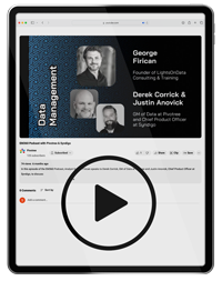 Data Management Podcast Thumbnail on iPad with play button