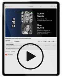 Data Podcast Thumbnail on iPad with play button